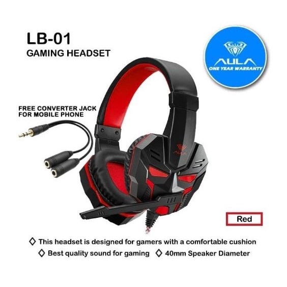 Hendset Gaming AULA LB01 PRIME Original Headset Geming Untuk Hp Dan Pc