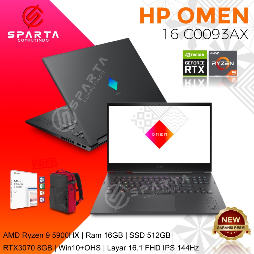 LAPTOP GAMING HP OMEN 16 C0093AX Ryzen 9 With GTX3070 8GB New Garansi Resmi