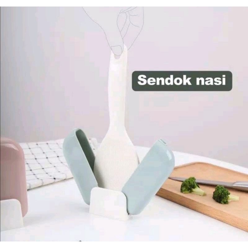 Holder centong nasi set automatic tempat centong sendok nasi set