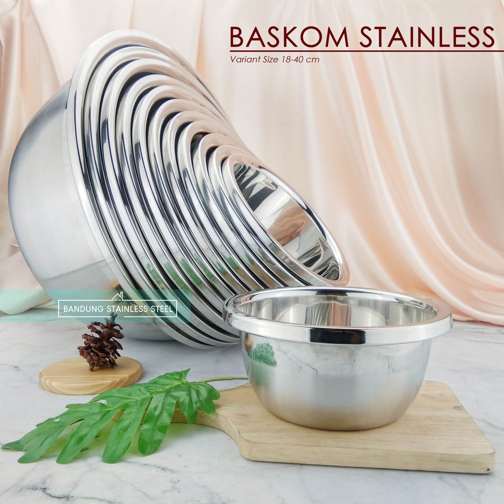 Baskom 36cm tinggi tebal Multi fungsi stainless steel murah wadah