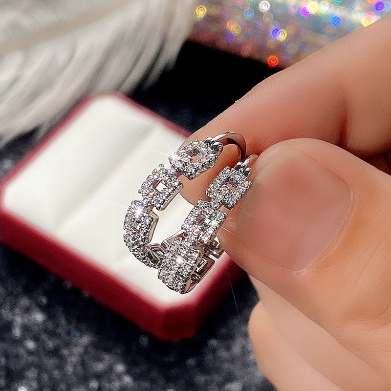 Anting Hoop Hias Cubic Zirconia Untuk Wanita