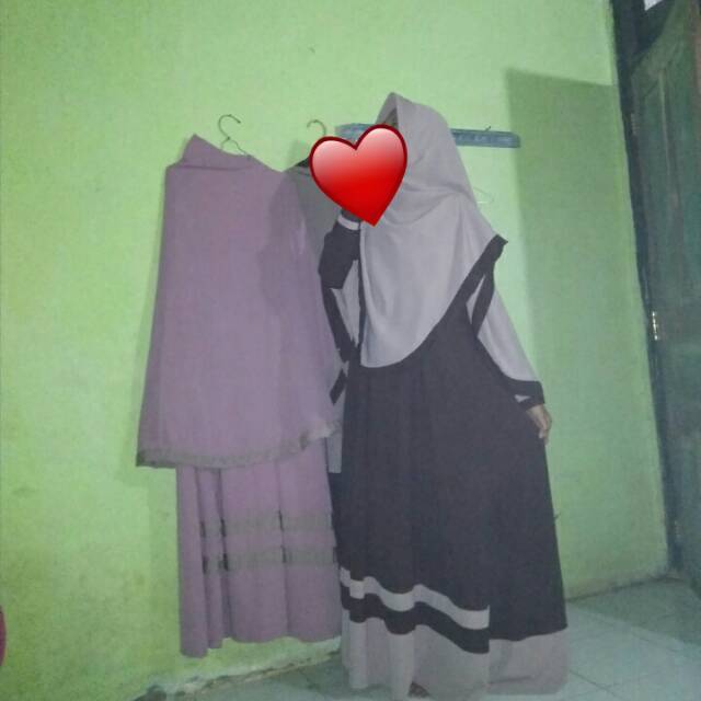 Gamis set syar'i coklat kombi milo ..