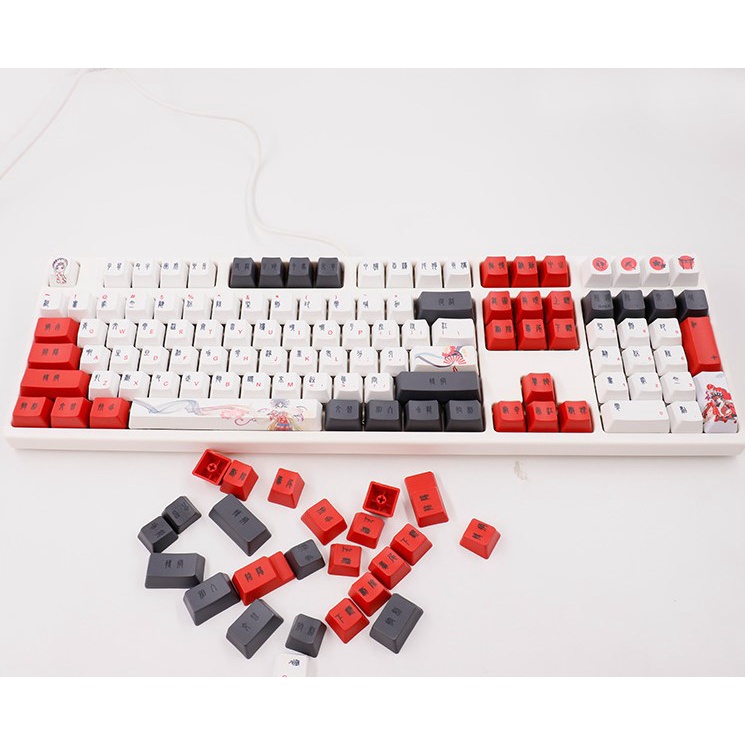 131 key Huadan Niang Caidan retro mechanical keyboard cap OME small full set of PBT sublimation suitable for 61/64/68/87/96/104/108 mechanical keyboards