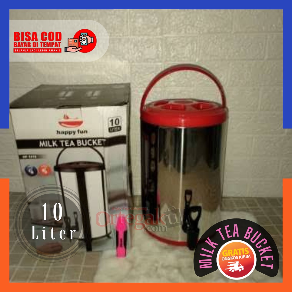 

MILK TEA BUCKET 10 LITER | DISPENSER MINUMAN SERBAGUNA | TERMOS STAINLESS STEEL TUAS KERAN, Water Jug Besar 8, 10,12 Liter