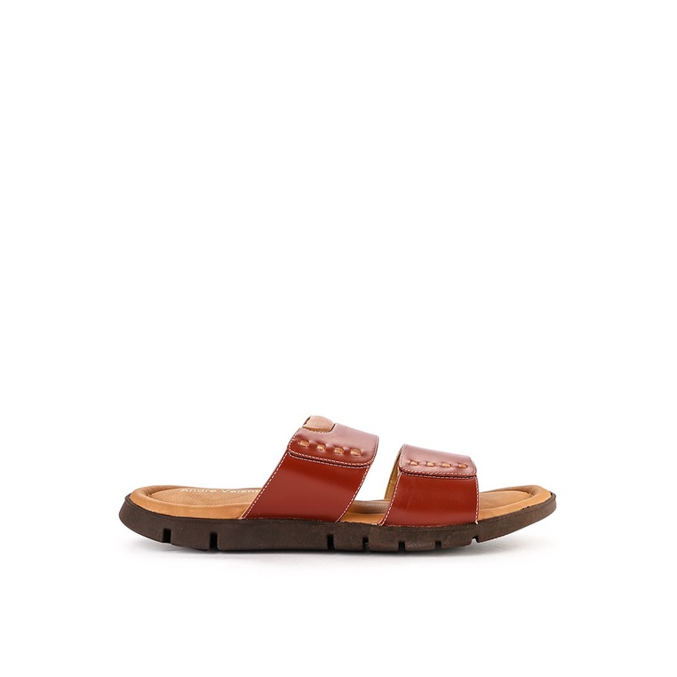 SANDAL SLIDE KULIT ANDRE VALENTINO PRIA ORIGINAL CASUAL COKLAT AVM04