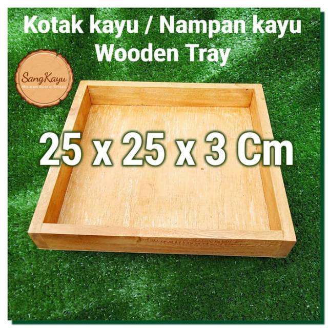 Wooden Tray 25x25x3 cm nampan kayu kotak seserahan kotak hantaran