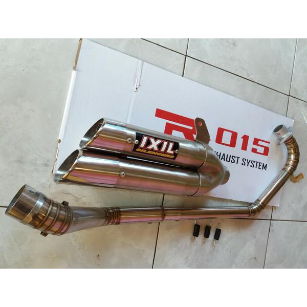 Knalpot IXIL Titan Double Muffler Full Set Vixion - Xabre - Byson - Scorpio - NVL - NVA - R15