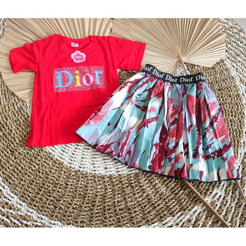 [SETELAN BAJU PEREMPUAN / BAJU ANAK PEREMPUAN CEWE] SETELAN ROK DIOR 10, 12,14