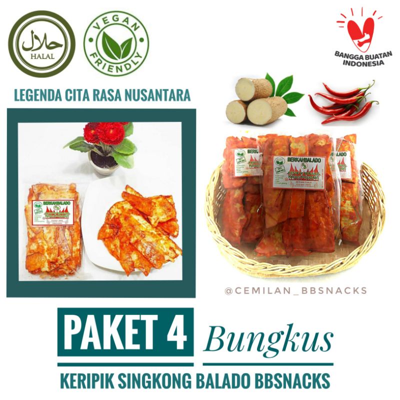 

DISKON 4 Bungkus Keripik Singkong Balado BBsnacks