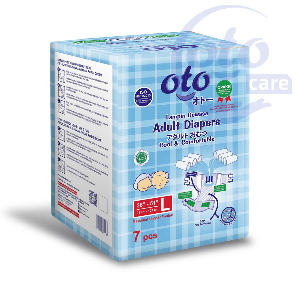 OTO Popok Dewasa model Lem Perekat Adult Diapers size L isi 7 pcs