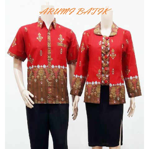 PROMO Sarimbit / Couple / Atasan / Seragam Batik 1548 Merah BIG SIZE