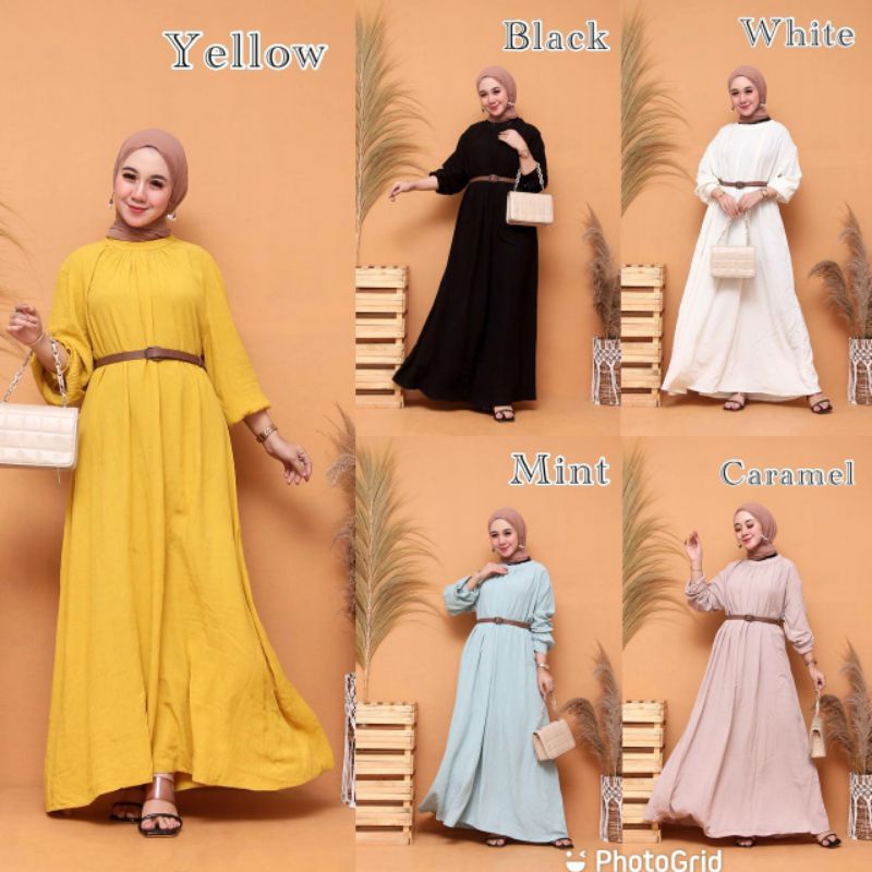 Gamis Rayon Crinkle Gamis Polos Premium Ori Kekinian