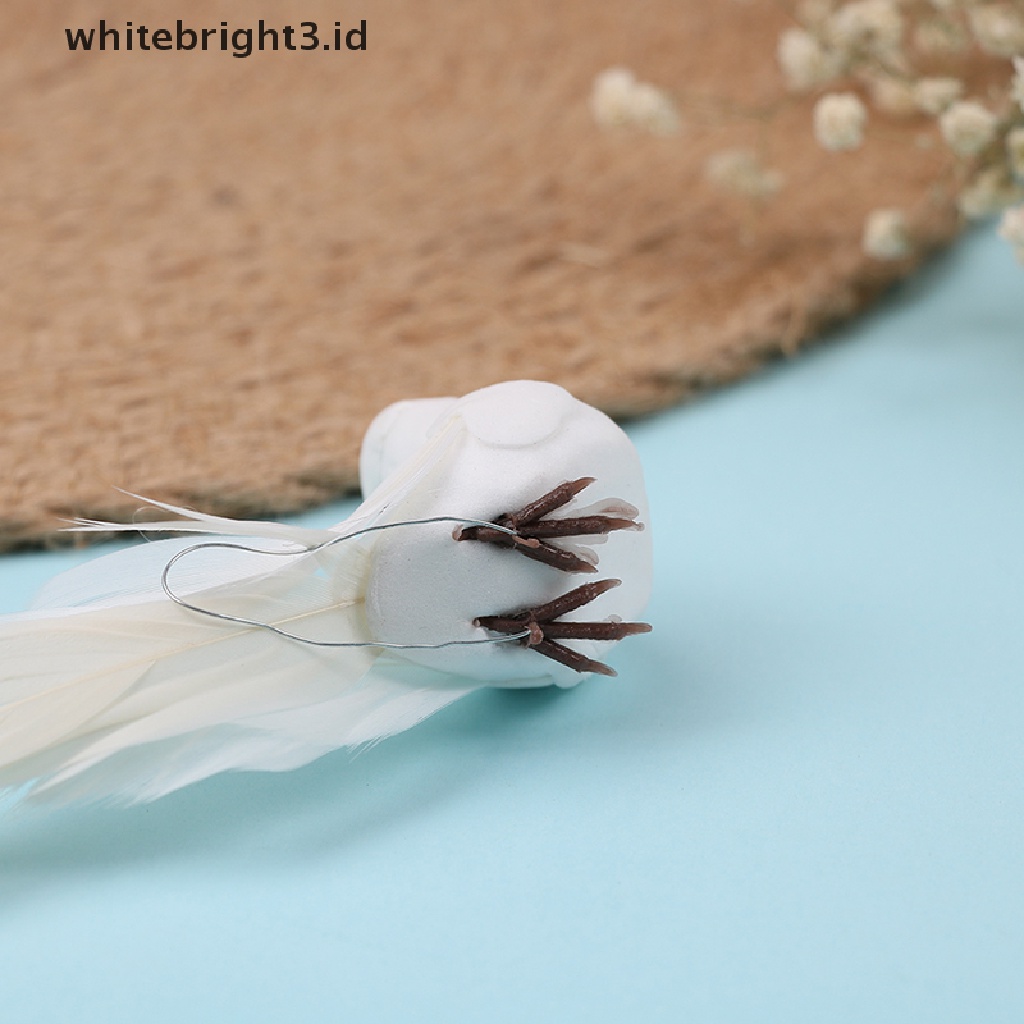 (whitebright3.id) 1pc Mainan Burung mini Imitasi Bahan Busa + Bulu Untuk Dekorasi