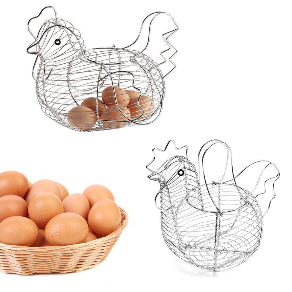 【 ELEGANT 】 Keranjang Telur Seni Besi Kreatif Tahan Lama Paskah Dengan Kawat Logam Menjaga Telur Segar Penyimpanan Telur Hen Ornament Anyaman Basket