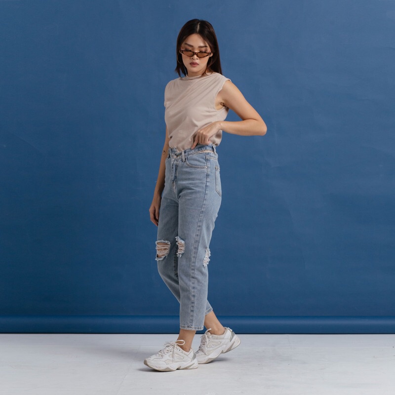 VIERLIN - Jeans 3000 - HIGH WAIST RIPPED JEANS CEWEK