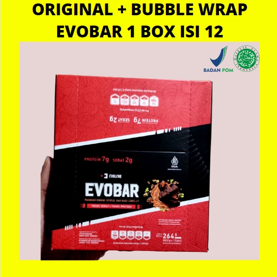 EVOBAR Evolene 1 box isi 12 pcs - Makanan Ringan Sereal Bar Rasa Cokelat Snack Tinggi Protein  EVO BAR EVOLEN EVOLIN EVOLINE SNACK SEHAT