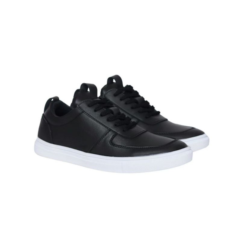 REGAN BLACK |WOLF x HEROES| Sepatu Casual Sneakers Kasual Polos Ori Kulit Faux Pria Cowok Leather