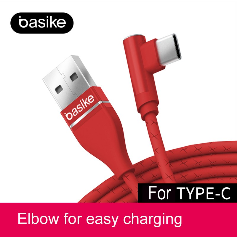 Basike Kabel Data Type-C Cable Type C Quick Charge Charger Fast Charging Tipe C 90 Derajat xiaomi-6
