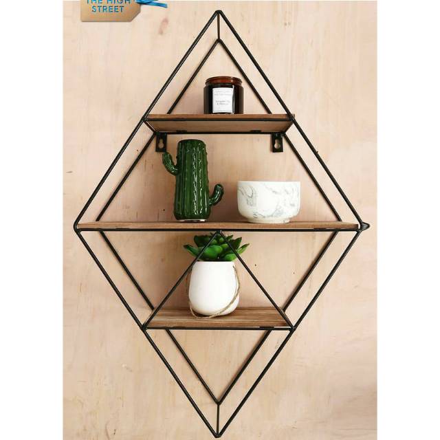 rak kayu besi minimalis hiasan dinding 01 Shopee Indonesia