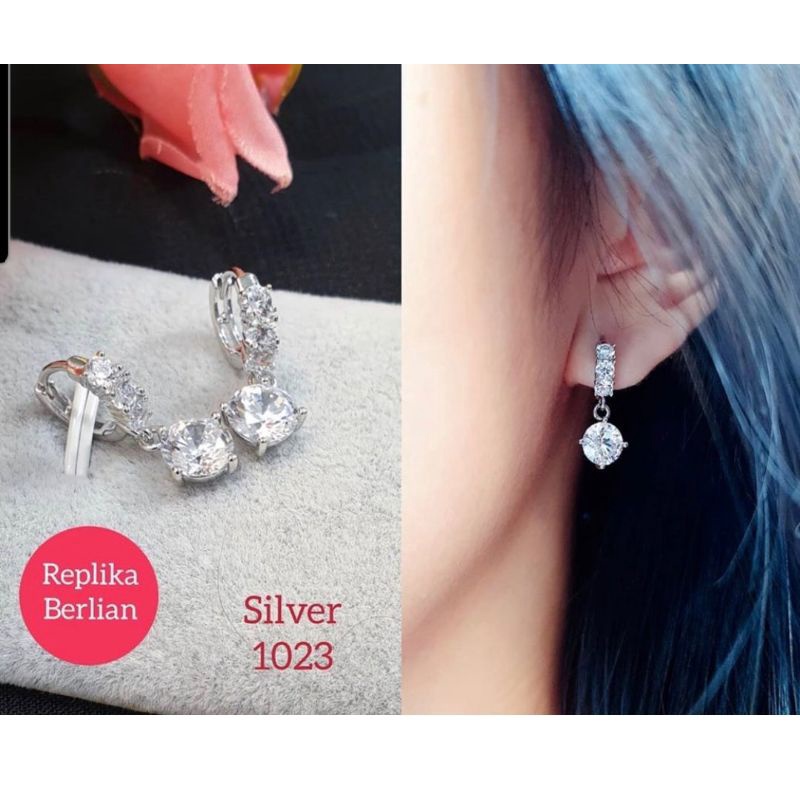 Anting Silver925 Premium Quality Anti karat anti alergi Earring Starling Silver mata kilau 8727