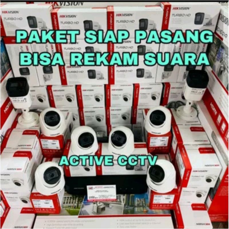 paket camera cctv 8 kamera hikvision 5mp audio build built in mic 16channel ch bisa rekam suara 16ch