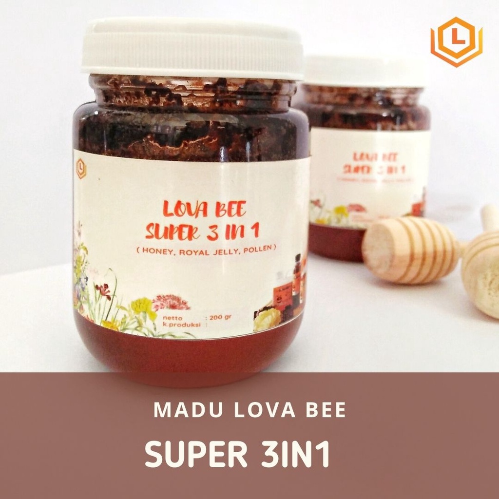 

SUPER 3in1 (madu, pollen, royal jelly). Honey, Bee Pollen, Royal jelly. MADU LOVA BEE