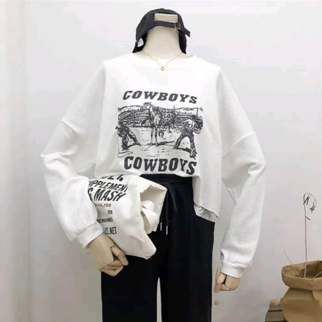 Sweater Wanita  Cowboys Sweater Wanita  Crop Oversize