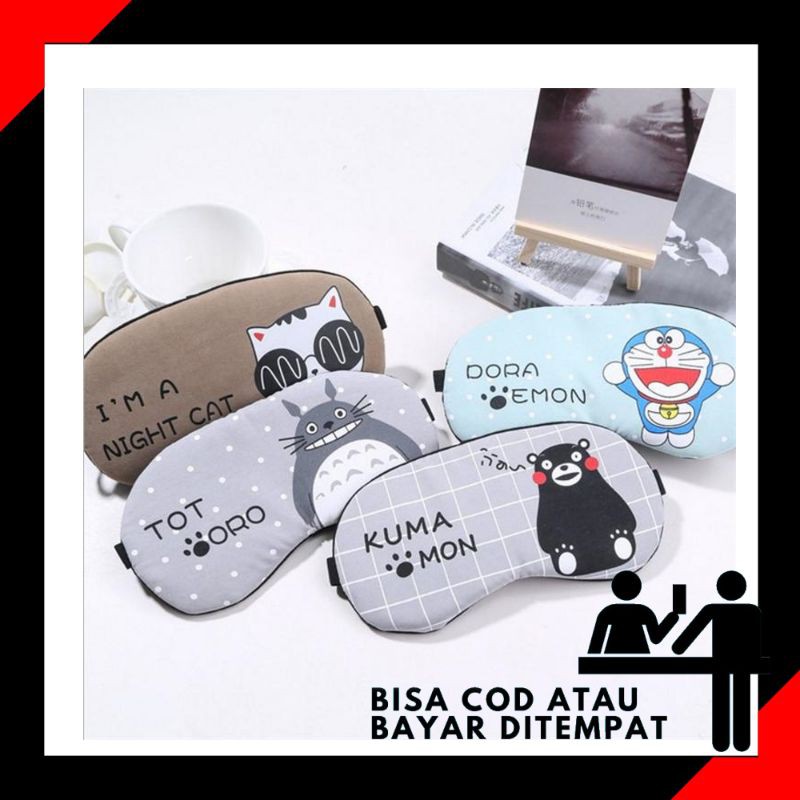 Penutup mata tidur dengan gel pendingin motif kartun doraemon minions totoro kumamon