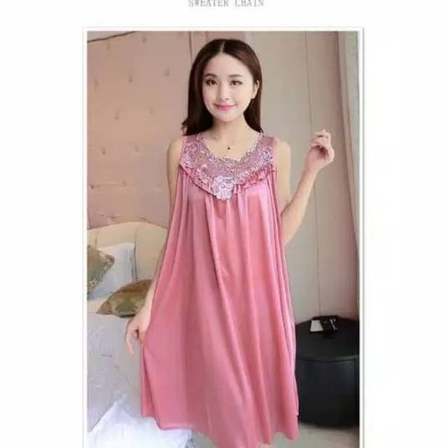 Daster Jumbo Brukat Fit to XXL  Bahan Satin Murah Berkualitas