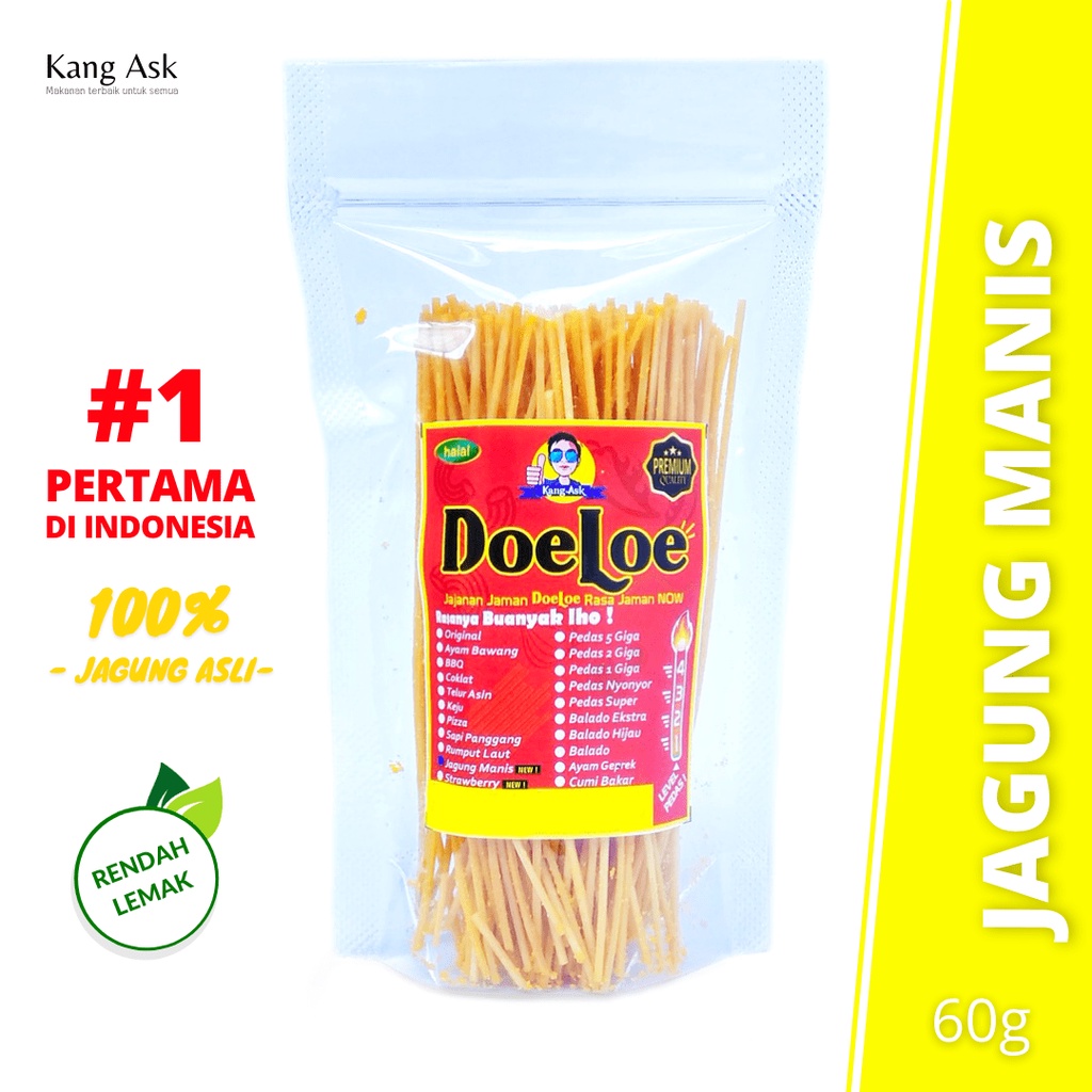 

Mie Lidi Doeloe Rasa Jagung Manis 60 Gram Snack KangAsk - 1 Pcs