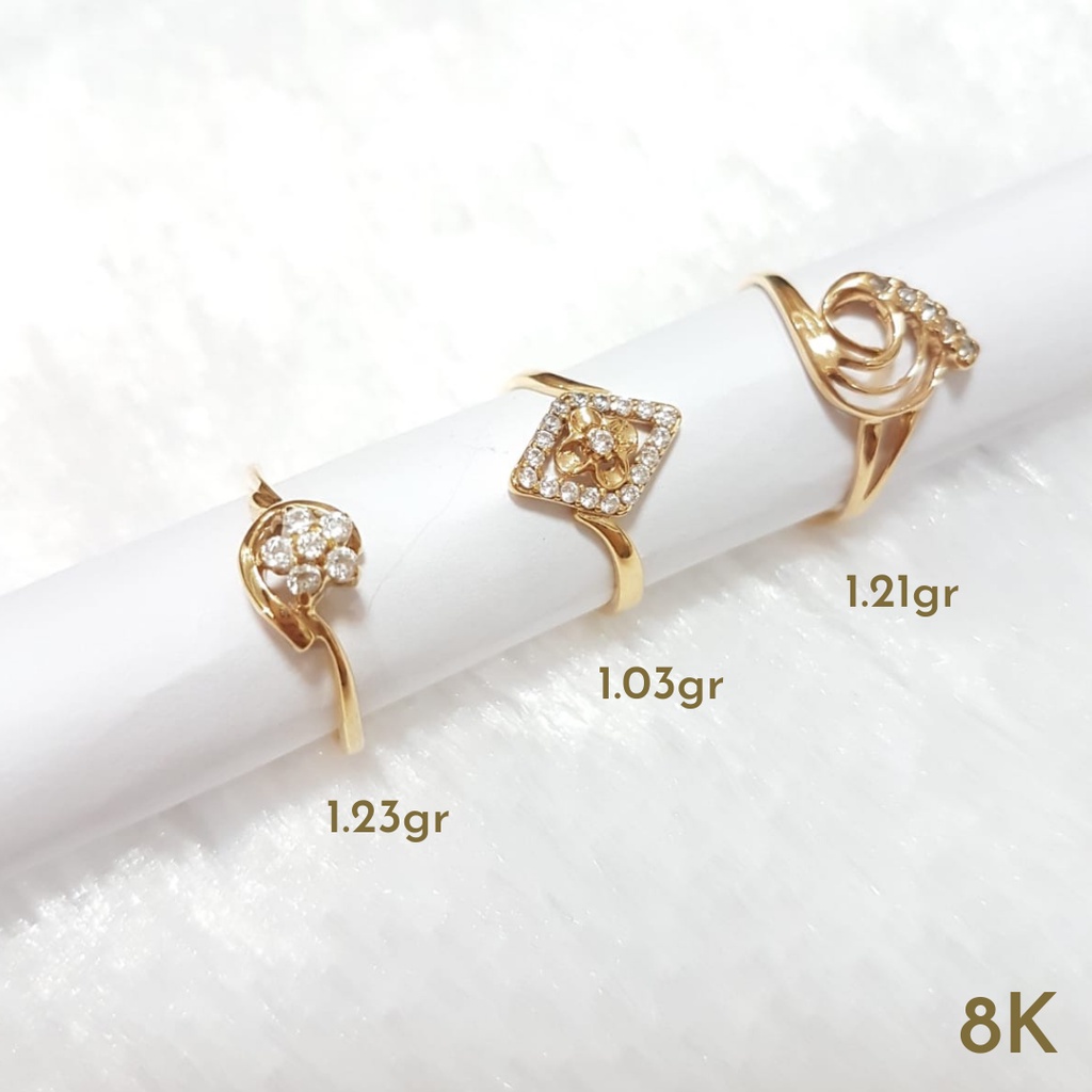 CINCIN SOLITAIRE VARIASI MATA PERHIASAN EMAS ASLI KADAR 8K/375