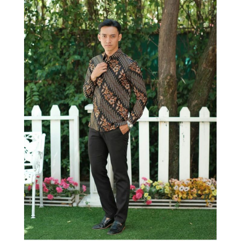 KEMEJA BATIK LENGAN PANJANG MOTIF PARANG MELATI HEM BATIK KEMEJA SLIMFIT KEMEJA BATIK TERBARU