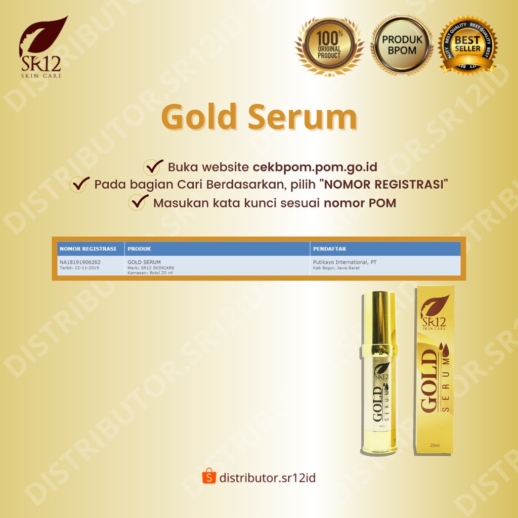 Gold Serum SR12 Serum Pencerah Wajah Antiaging Serum Glowing BPOM 20 ml