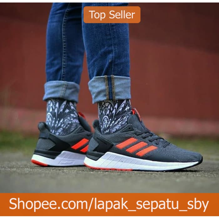 Sepatu Adidas Sport Questar Ride Dark Grey Orang Original - Hitam 40