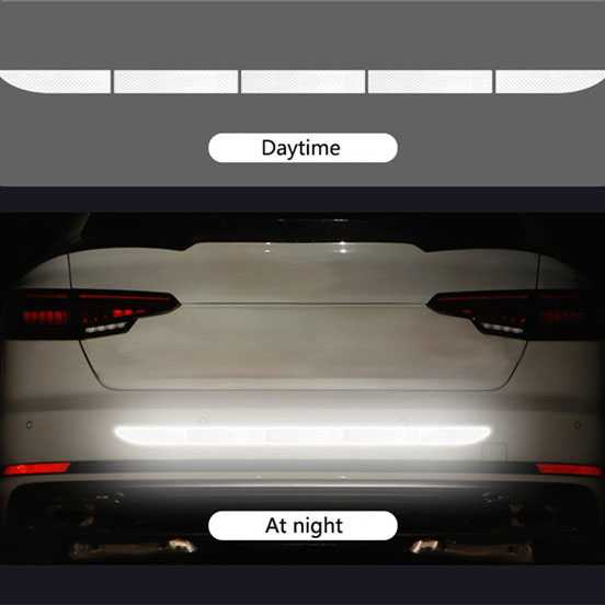 LARATH Nano Car Reflective Sticker Warning Strip Trunk Exterior - 1181-Putih