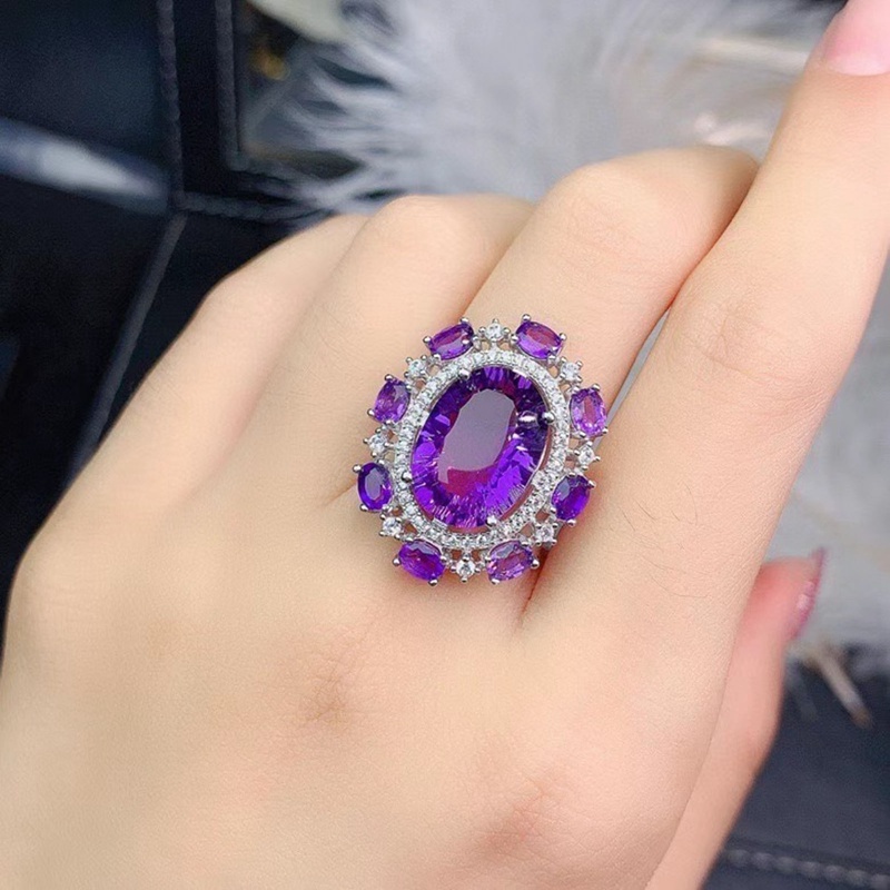 Fancyqube Cincin Cubic Zircon Bentuk Oval Gaya Eropa Dan Amerika Untuk Wanita