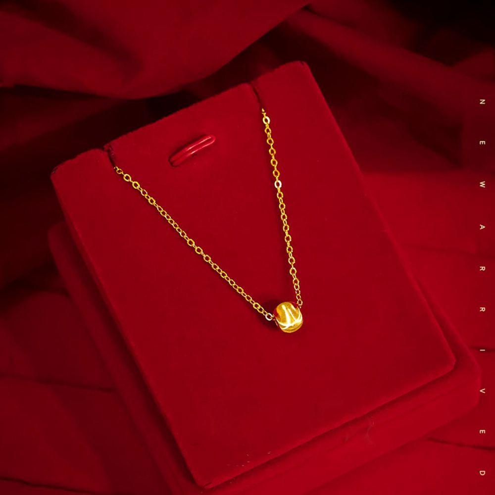 Mxbeauty Kalung Manik Emas Retro Temperamen Rantai Klavikula Wanita Kalung Vietnam Pasir Emas Mata Kucing Gaya Korea Kalung