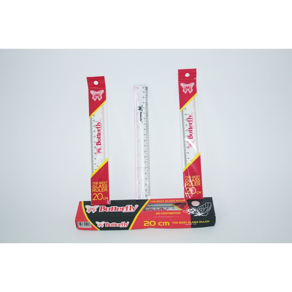 

Penggaris / Ruler Butterfly 20cm Bening Transparan