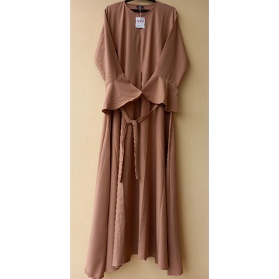 S M L Gamis Rainbow Twill Coklat Pink Abu