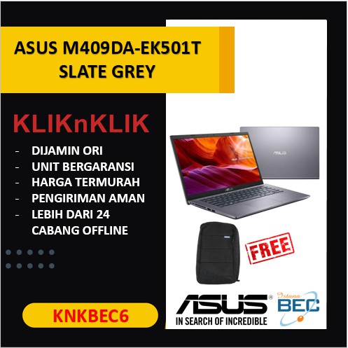 ASUS M409DA-EK501T AMD RYZEN 5-3500U RAM 8GB HDD 1TB RADEON VEGA 8 14" FHD WIN10 SLATE GREY