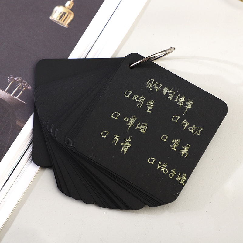 Creative Single Circle Pocket Portable Word Book Notepad Black Loose-leaf Memory Cards Blank Card