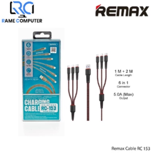 REMAX Share Series 6 In 1 Charging Cable RC-153 BLACK RED