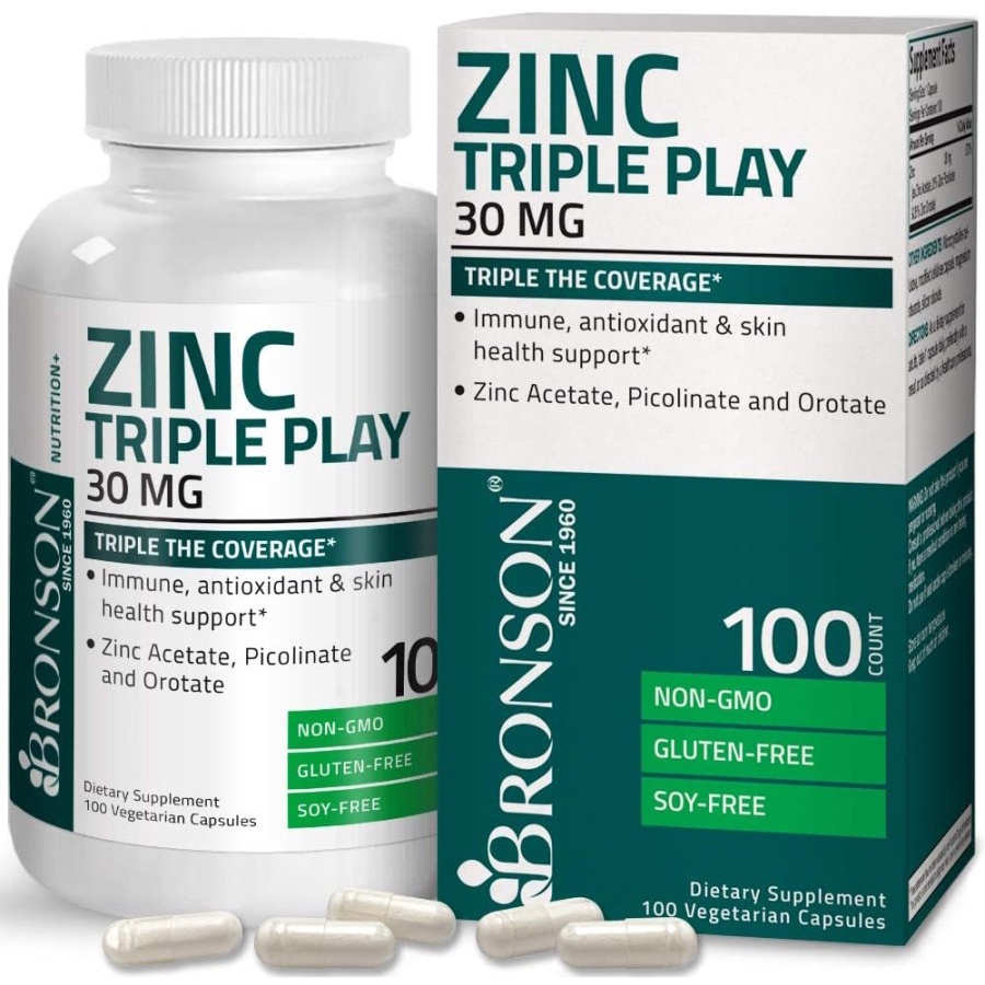 Bronson Zinc Triple Play 30 mg with Zinc Acetate, Picolinate & Orotate