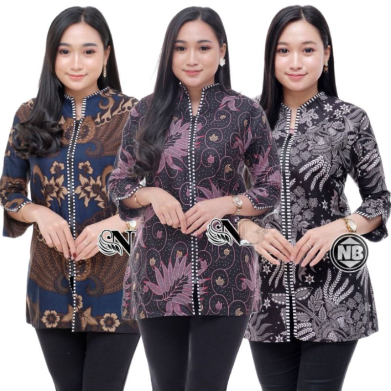 tey-17 Batik wanita ASJ SA HRB026 Kenongo Kemeja Tosca Pendek