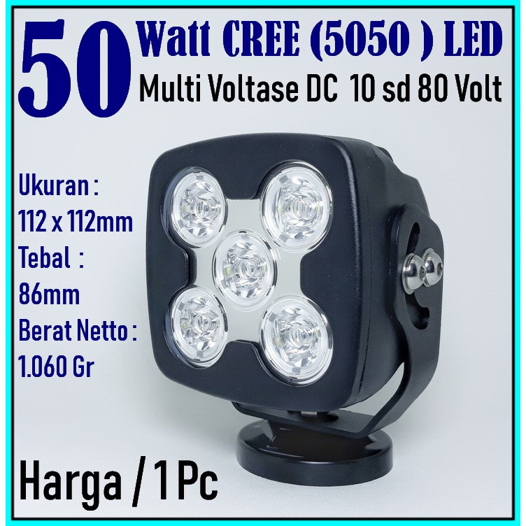 Lampu Sorot Tembak LED 50 Watt Cree 5050 Led Aluminium Housing - Offroad