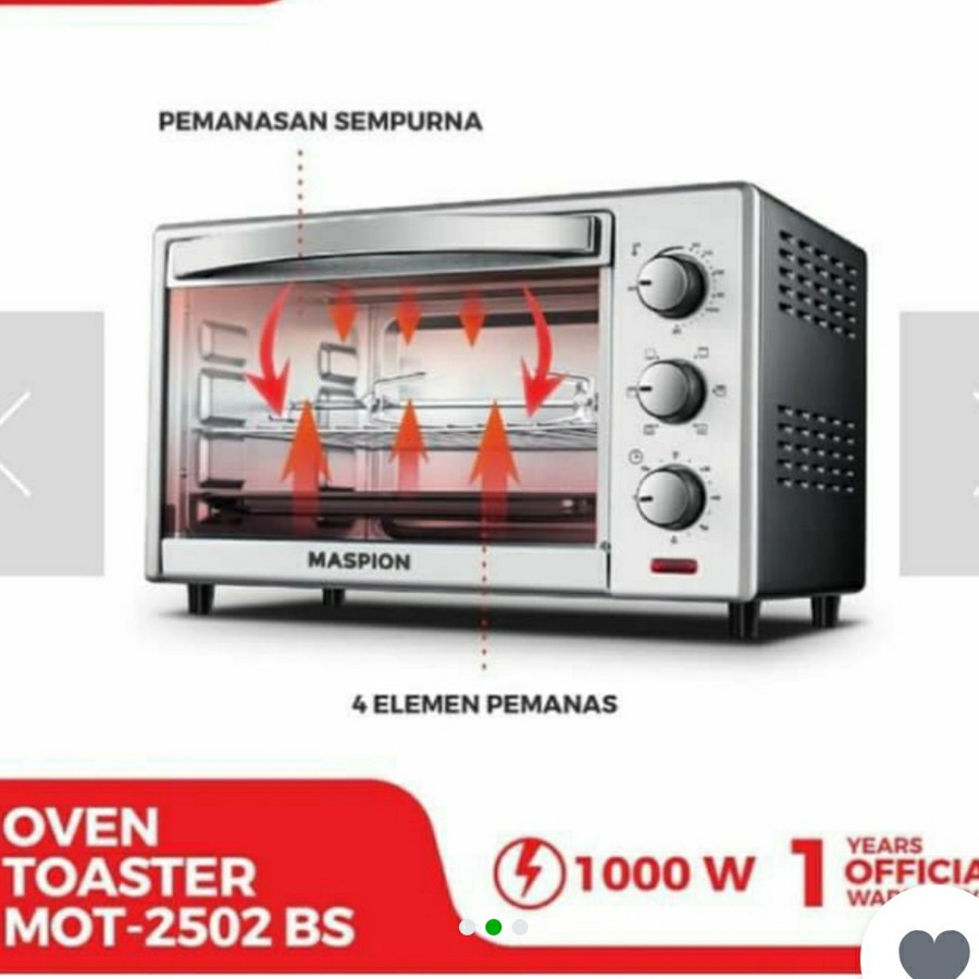 MASPION Oven Listrik 25 Liter / Oven Toaster With Rotisserie MOT 2502 BS - Garansi Resmi 1 Tahun