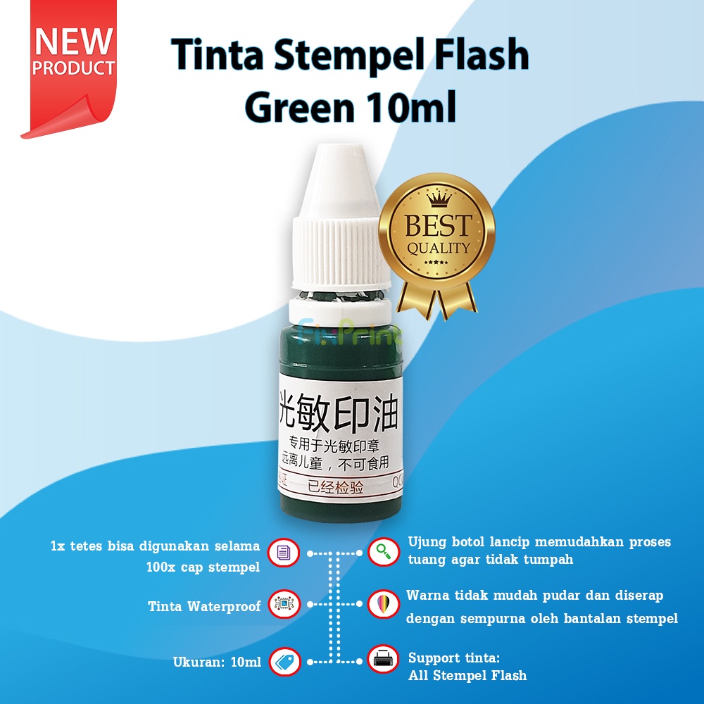 Tinta Stempel Flash 10ml Refill Cap Stamp Ink Waterproof 10 ml