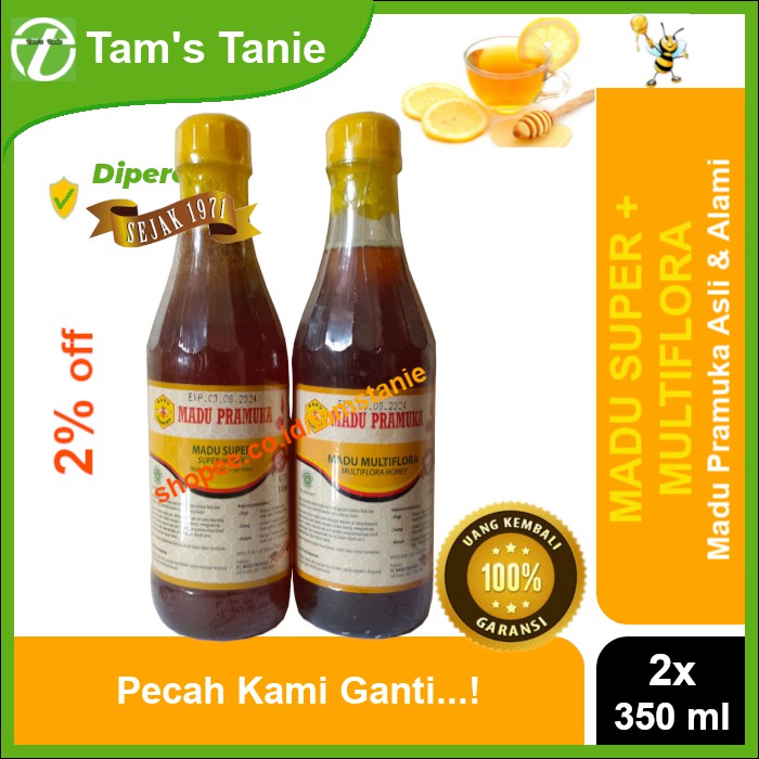 

Paket Hemat Madu Pramuka Alami - Madu Super + Multiflora (2 x 350 ml)