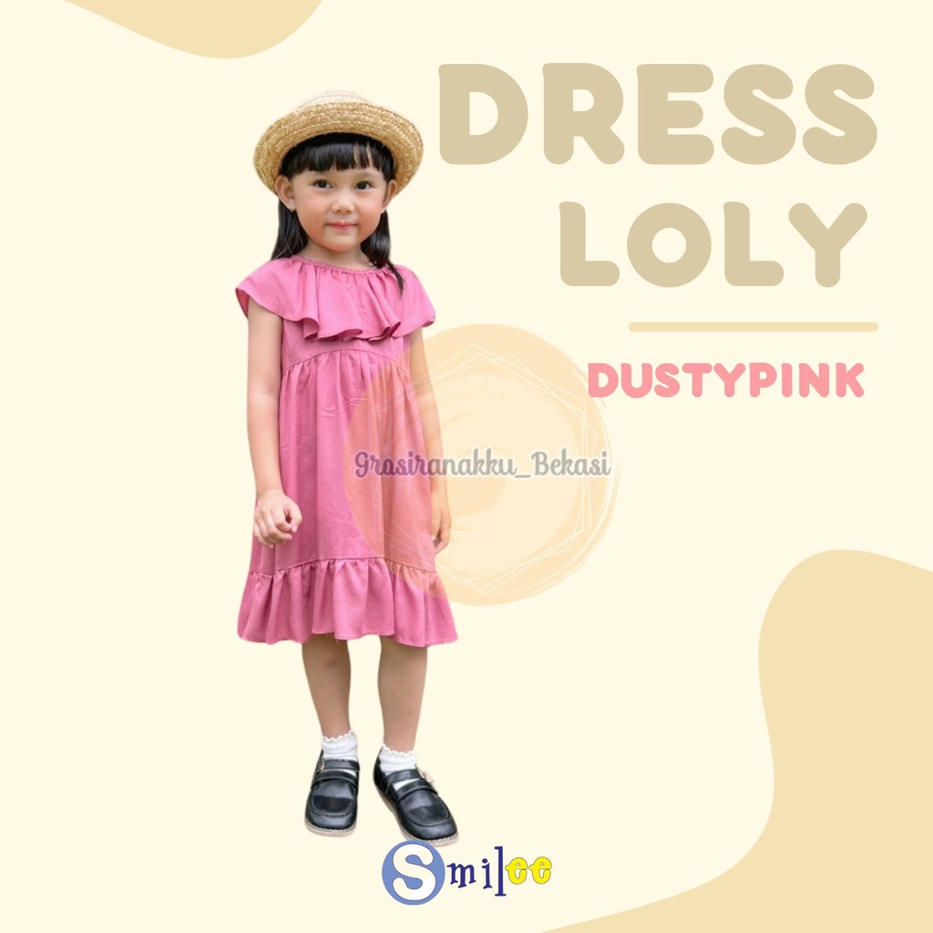 Dress Anak Smile Loly Warna DustyPink 1-5Thn