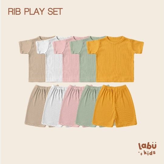 Labu Kids Rib Play Set - Kaos Atasan Celana Anak Baju Lengan Kaki Pendek Kaos Baju Rumahan Santai